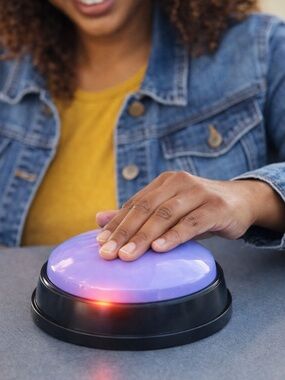 Recordable Talking Buzzer for Live Shows and or Family Games in purple.